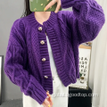 Knitted Sweater Solid color versatile short cardigan sweater Factory